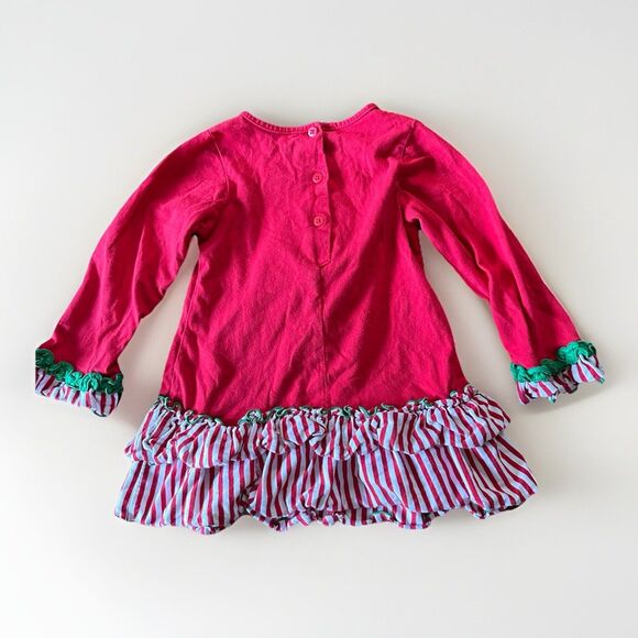 Good Lad Girls Size 4 100% Cotton Ribbon Christmas Tree Tunic Bows Ruffles Red - Picture 2 of 8
